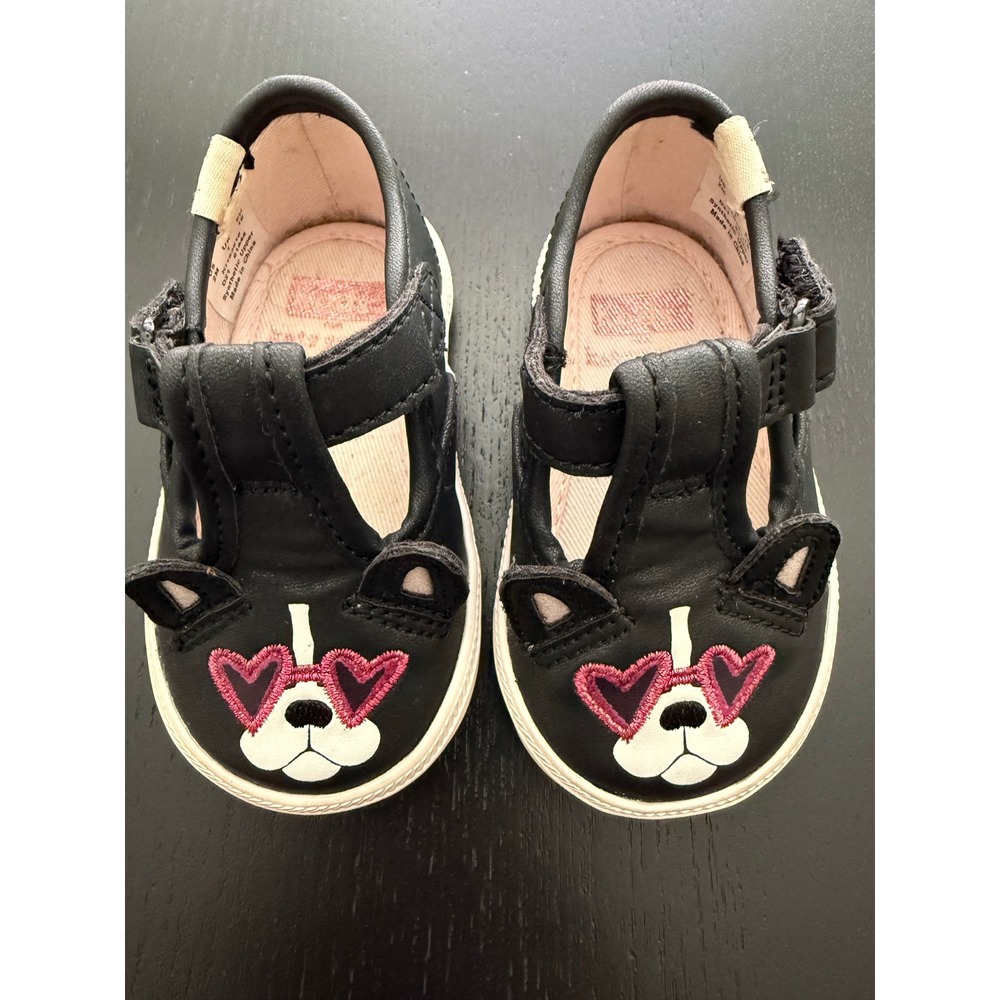 Keds x Kate Spade French Bulldog‎ Sneaker Baby T-Strap Crib Shoe Size 2M Black